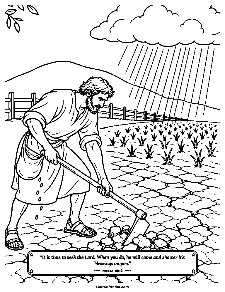 Breaking up the hard, dry ground