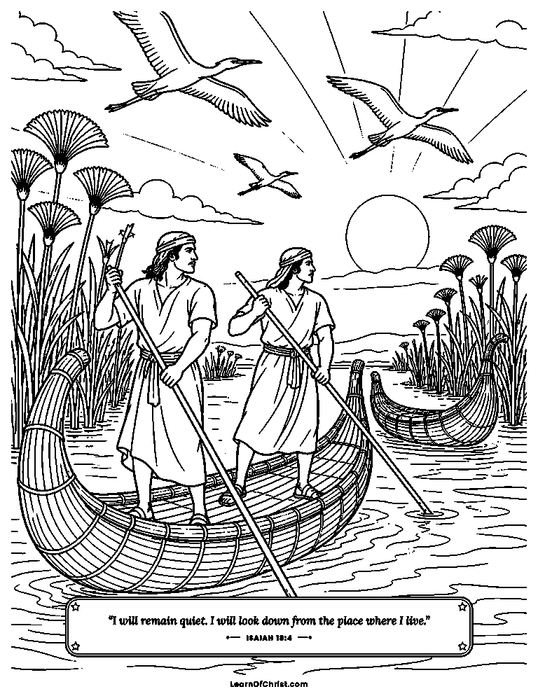 Swift reed boats on a wide river