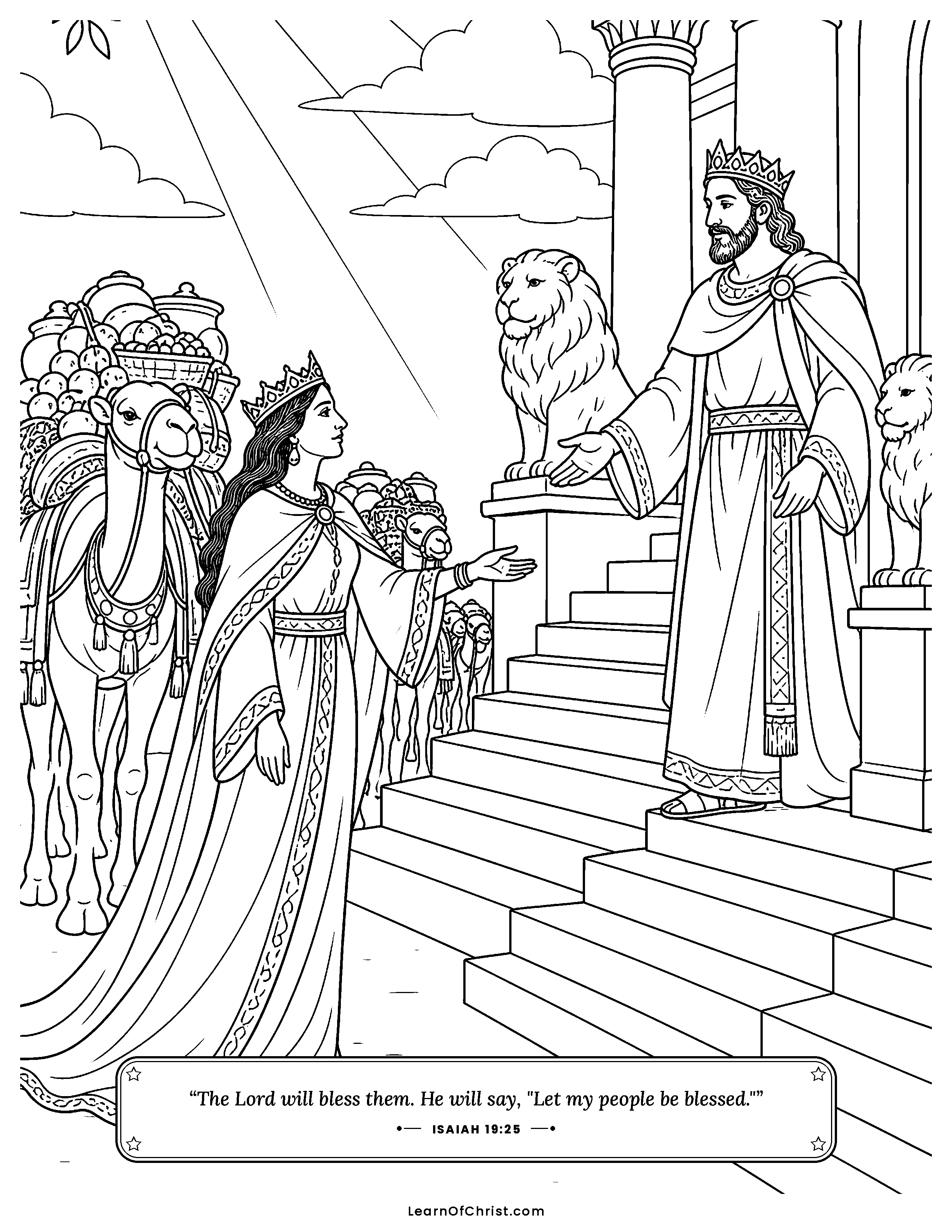 Isaiah 19 coloring page - A road joins Egypt and its neighbors. Free printable Bible coloring sheet for kids.