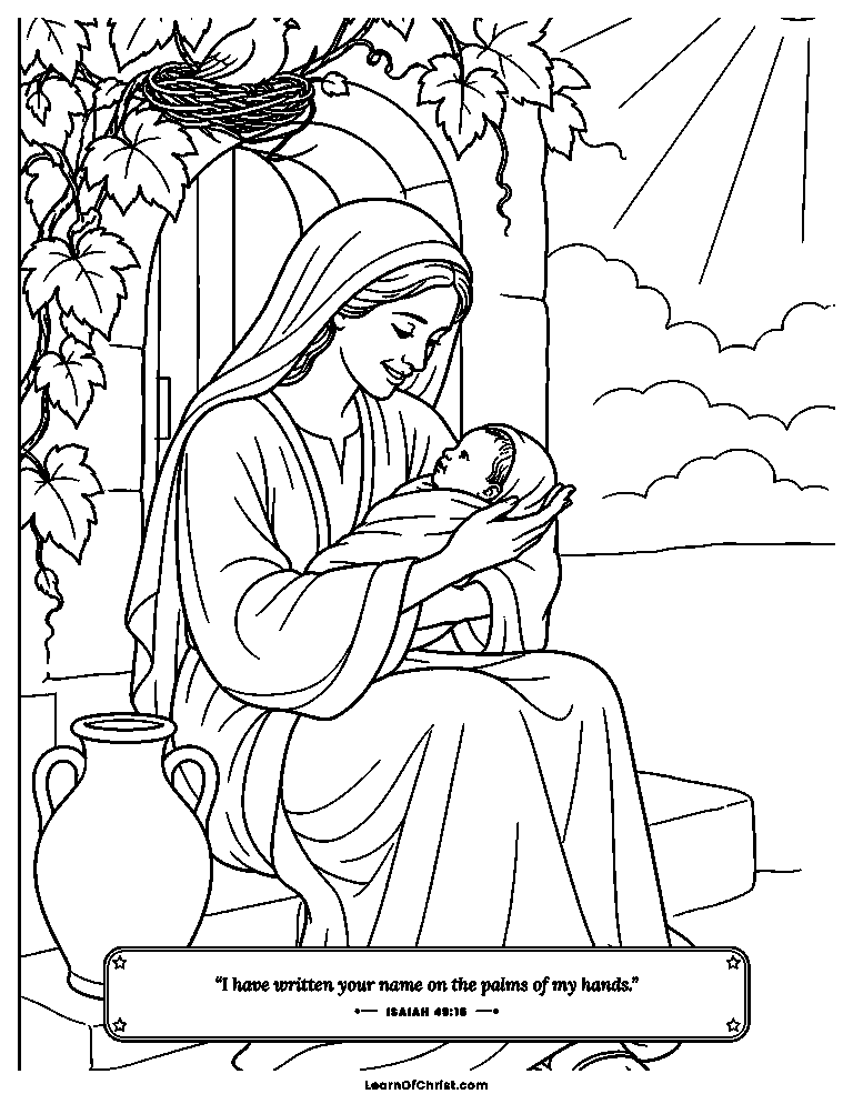 A mother holds her baby close