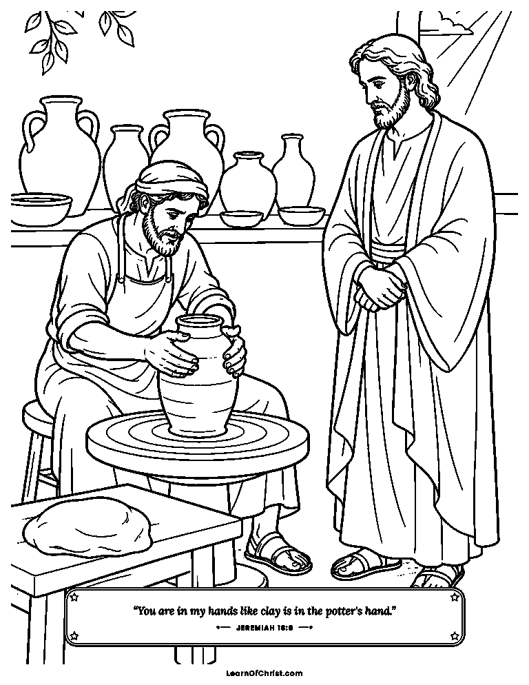 The potter shapes clay on his wheel