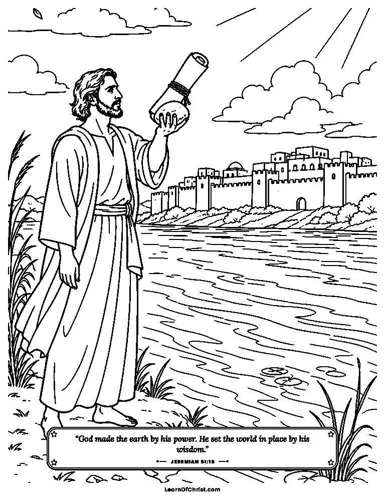 A scroll tied to a stone by the river