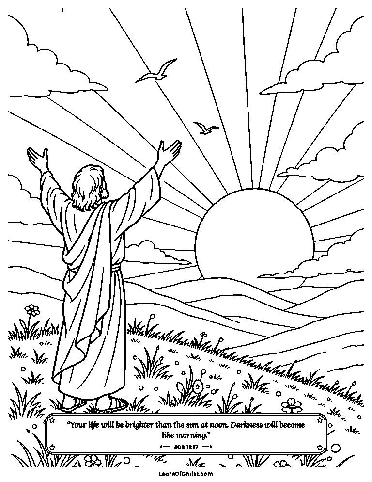 Job 11 coloring page - Morning comes after the darkest night