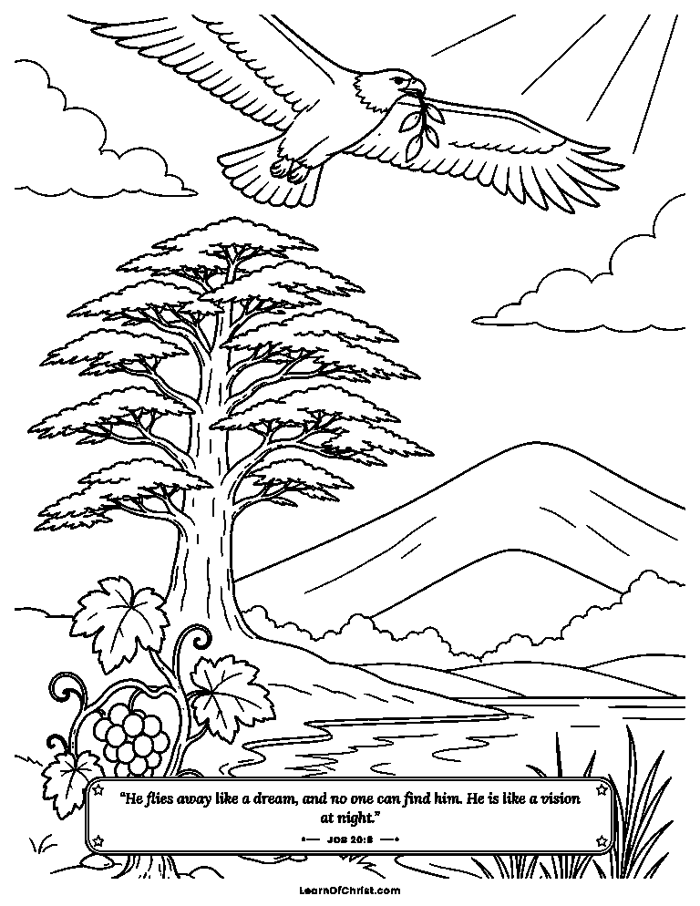 Job 20 coloring page - Zophar points to a dream drifting away