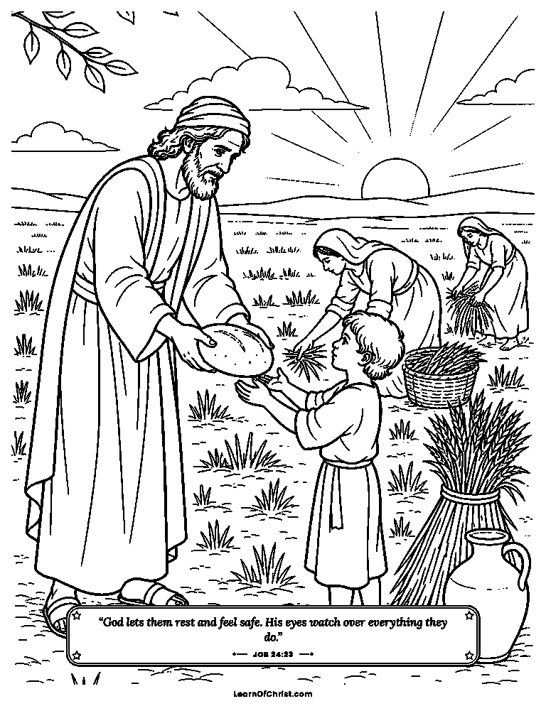 Job 24 coloring page - Job cares about the people who have little