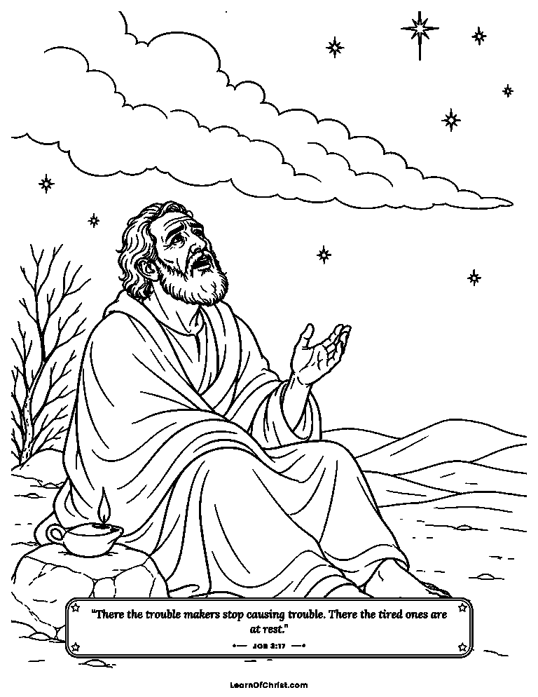 Job 3 coloring page - Job tells God how sad he feels