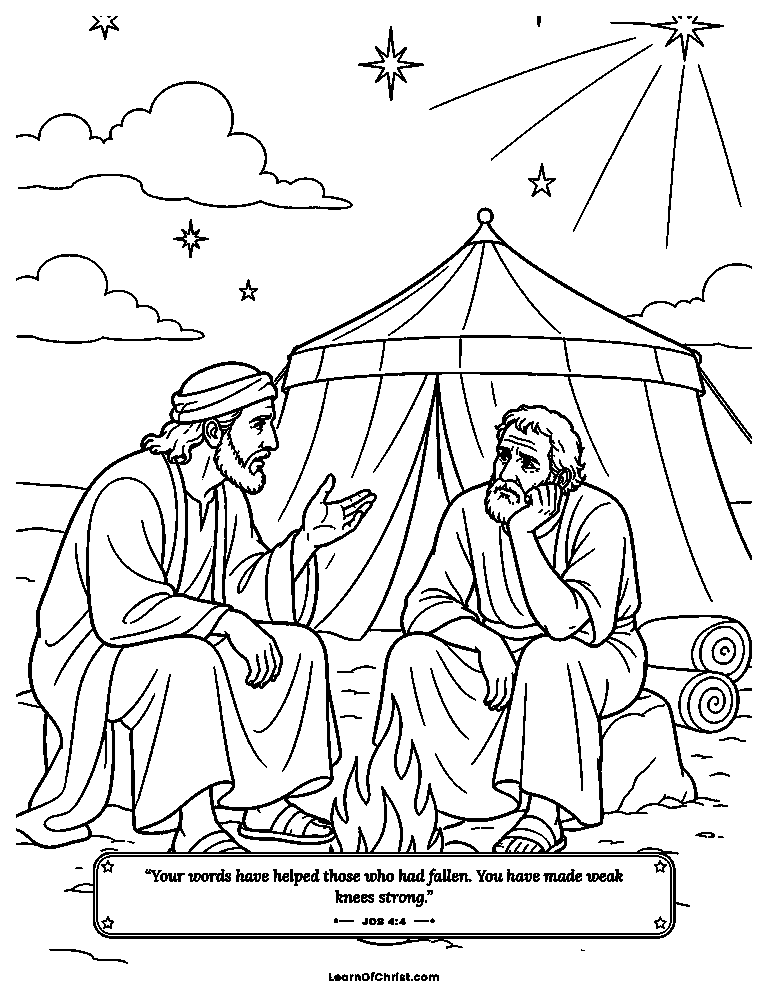 Eliphaz speaks to Job by the fire