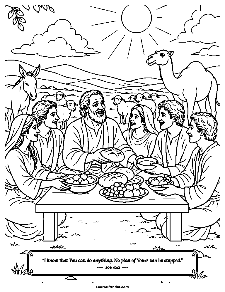 Job's family gathers for a joyful feast