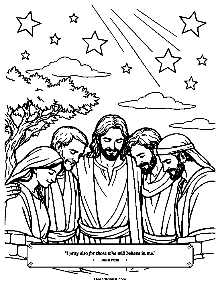John 17 coloring page - Drawn into one close circle