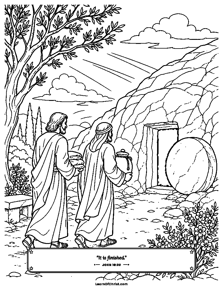 John 19 coloring page - Carrying linen and spices to the tomb