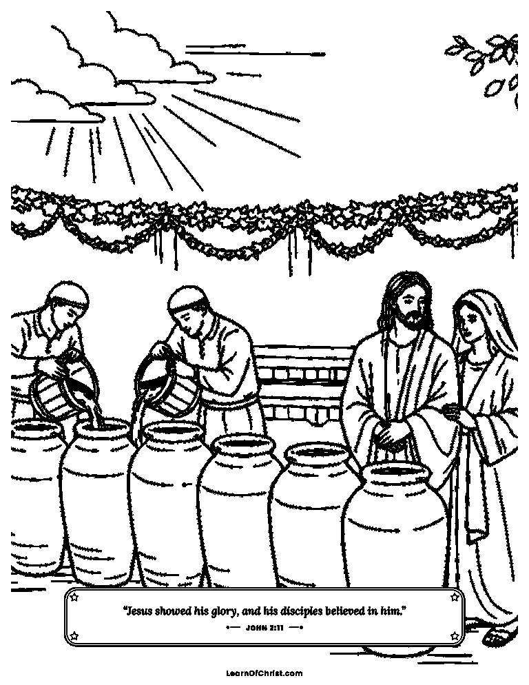 John 2 coloring page - Water becomes the best wine at Cana