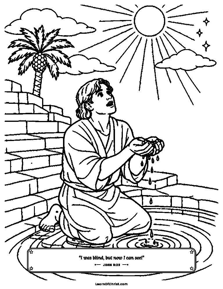 John 9 coloring page - A blind man washes and can see