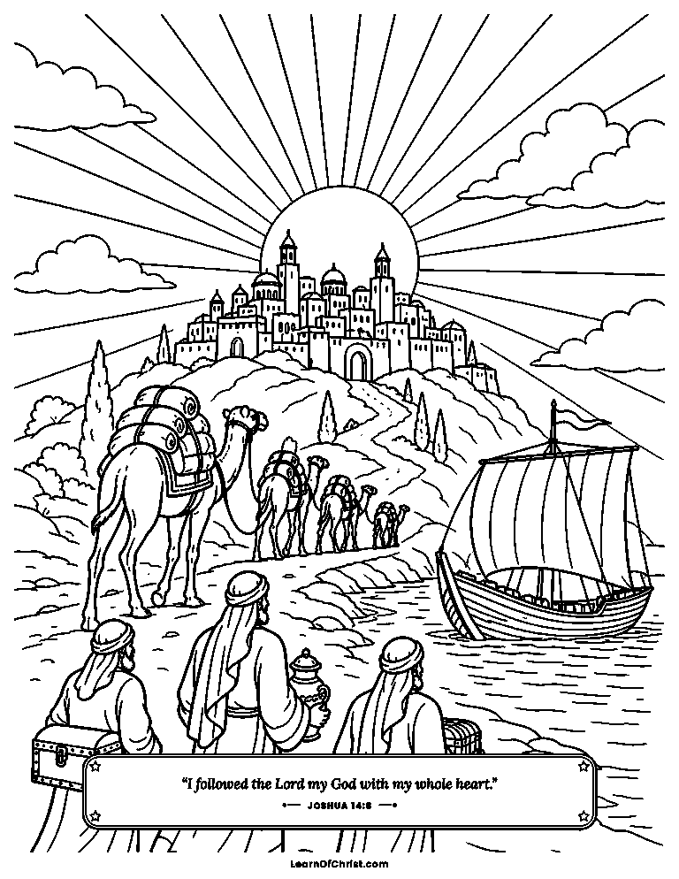 Joshua 14 coloring page - Caleb asks for the mountain