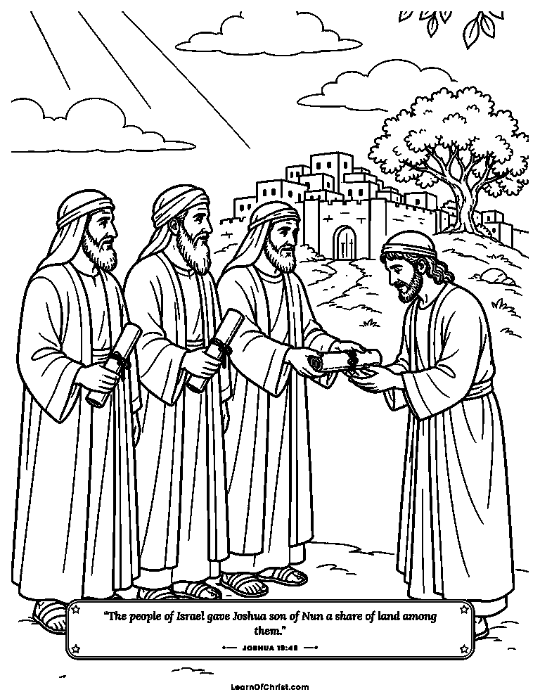 Joshua 19 coloring page - Joshua takes his portion last