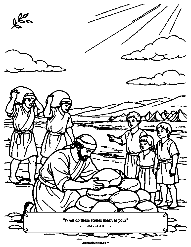 Joshua 4 coloring page - Twelve stones to help us remember
