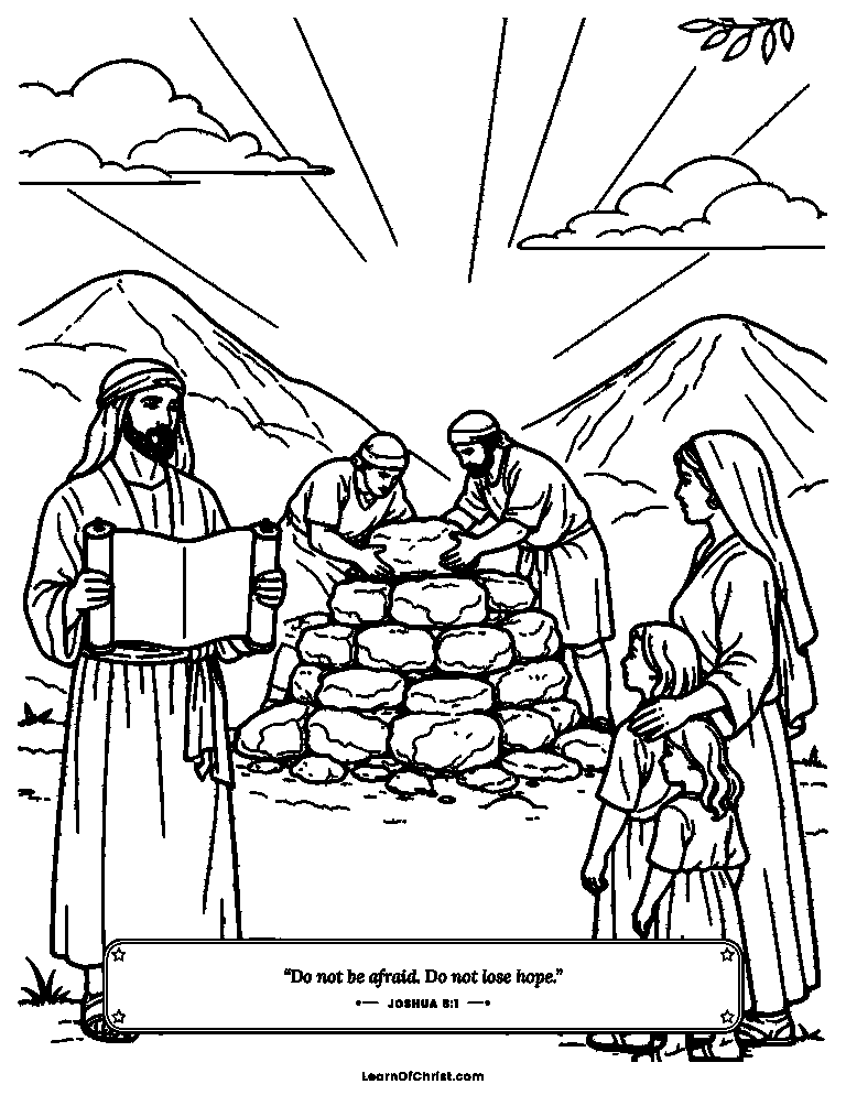Joshua 8 coloring page - Building an altar for a fresh start