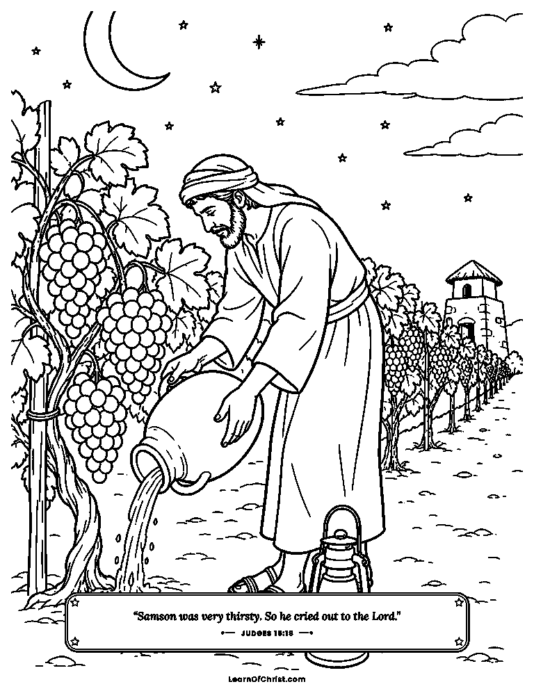 Judges 15 coloring page - God gives Samson water when he is thirsty