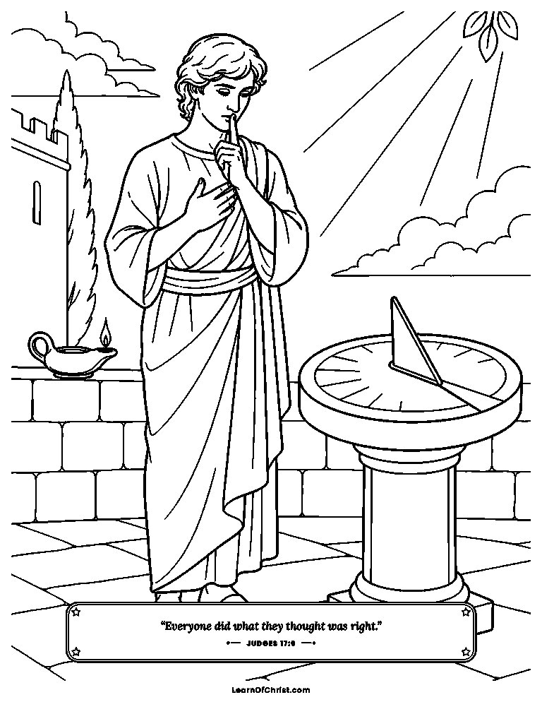 Judges 17 coloring page - Micah makes his own homemade shrine