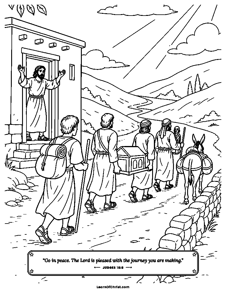 Judges 18 coloring page - The tribe of Dan carries off the idols