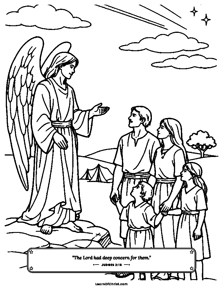 Judges 2 coloring page - God's messenger speaks to the people