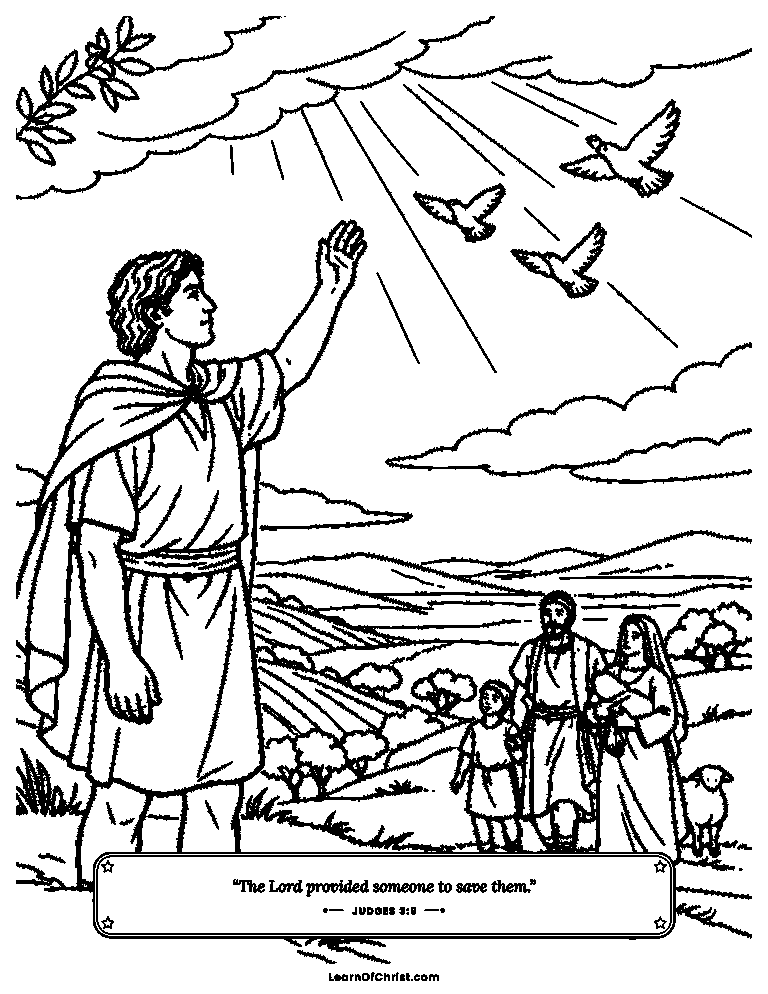 Judges 3 coloring page - Othniel the first rescuer leads the people