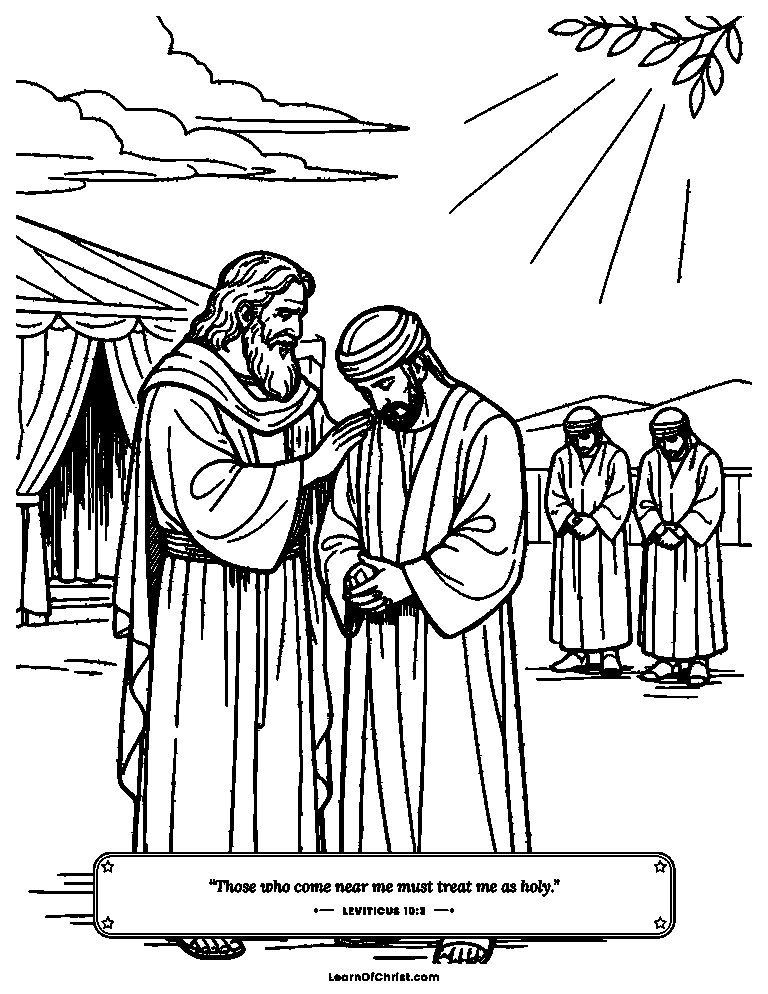 Leviticus 10 coloring page - A quiet lesson about honoring God
