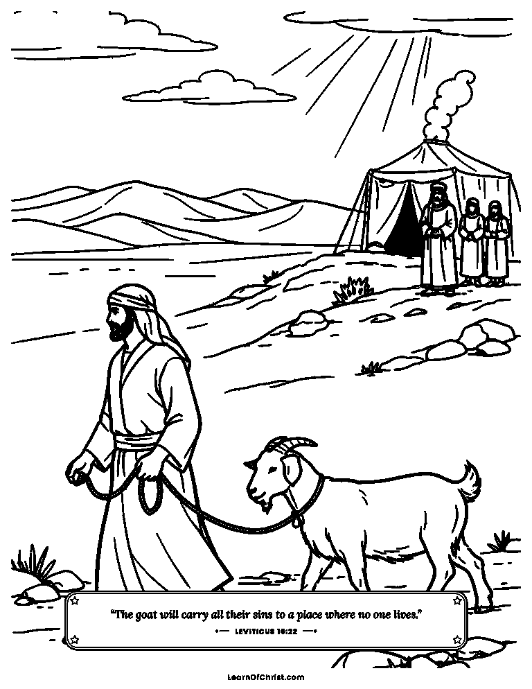 Leviticus 16 coloring page - The goat carries wrongs far away