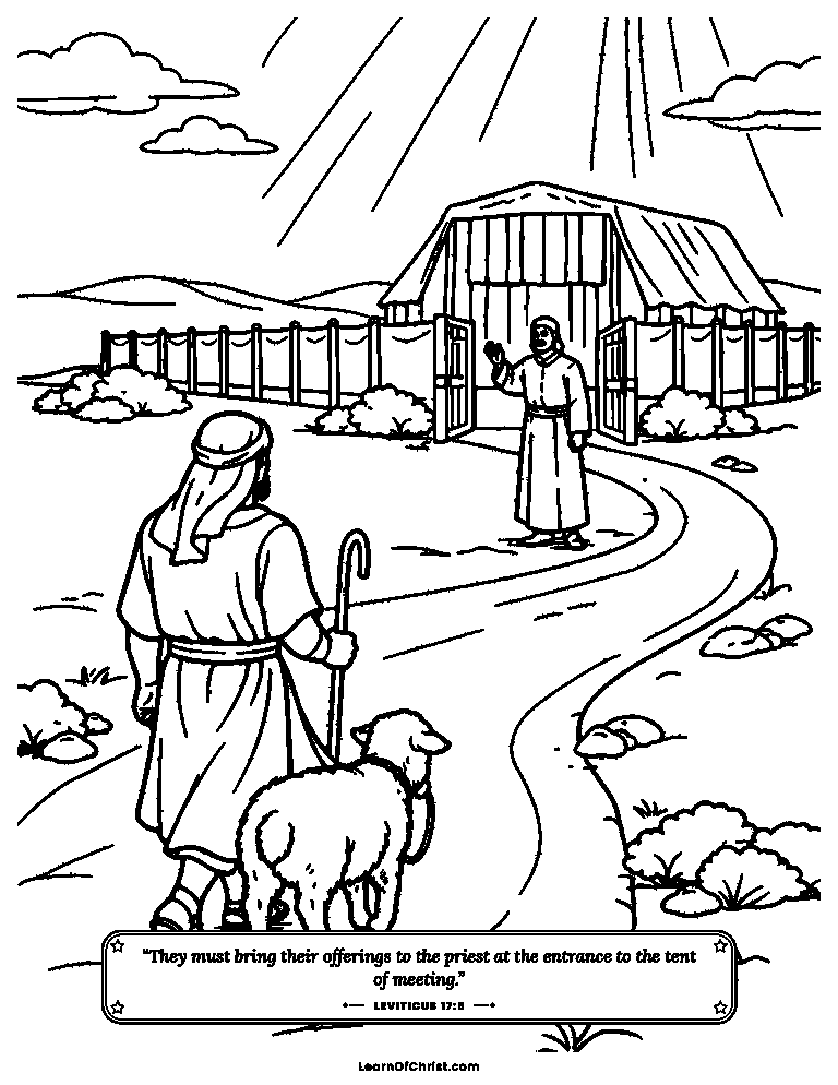 Leviticus 17 coloring page - The lamb goes to the tent, not the hillside