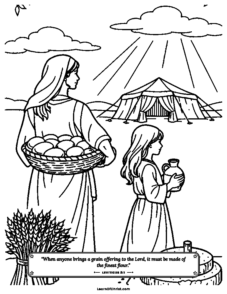 Leviticus 2 coloring page - A gift of bread and flour