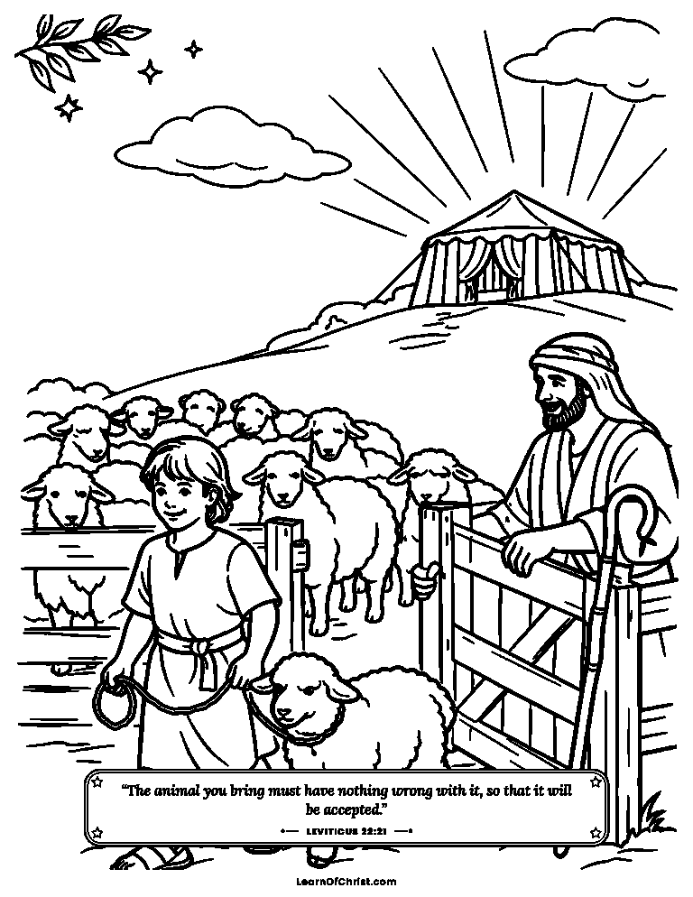 Leviticus 22 coloring page - Choosing the very best lamb