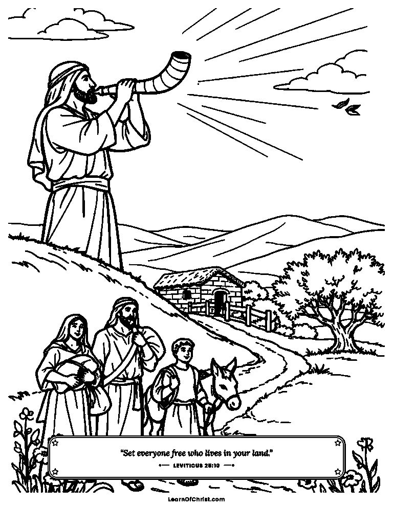 Leviticus 25 coloring page - The trumpet of the year of fresh starts
