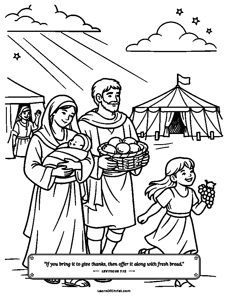 Leviticus 7 coloring page - A thank-you party for answered prayer