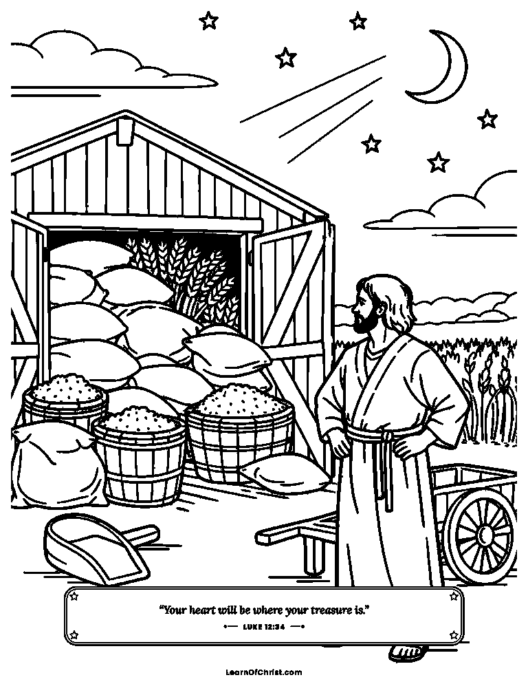 Luke 12 coloring page - The farmer with barns too full