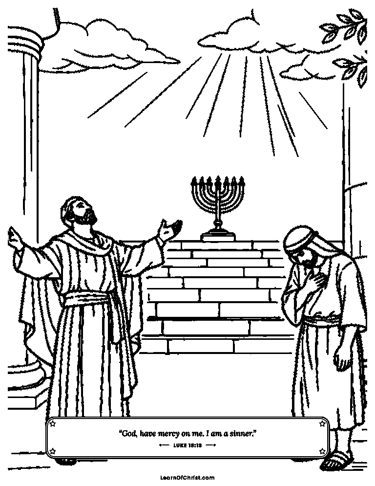 Luke 18 coloring page - Two men pray in the temple