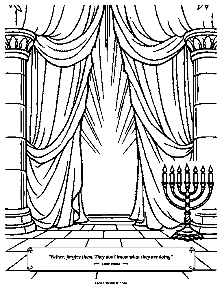 Luke 23 coloring page - The temple curtain opens the way