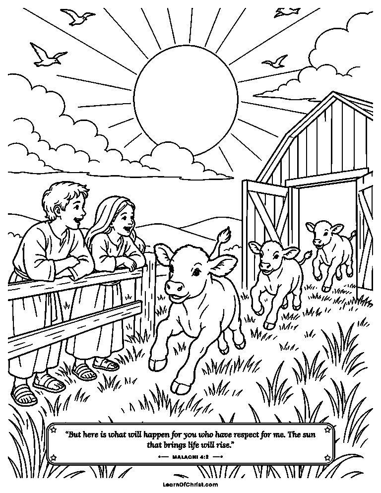 Calves leap out into the sunrise