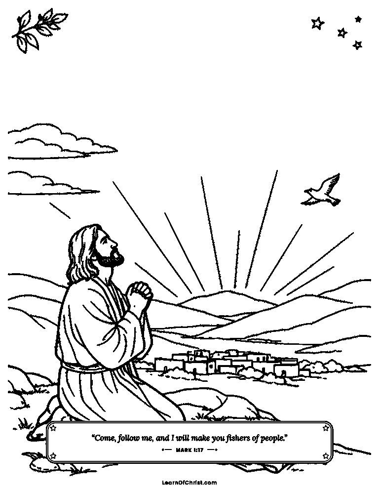 Mark 1 coloring page - Jesus slips away to pray before dawn