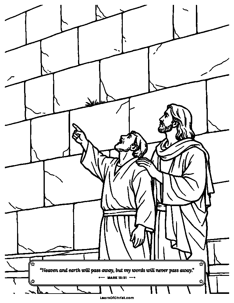 Mark 13 coloring page - The huge stones of the temple