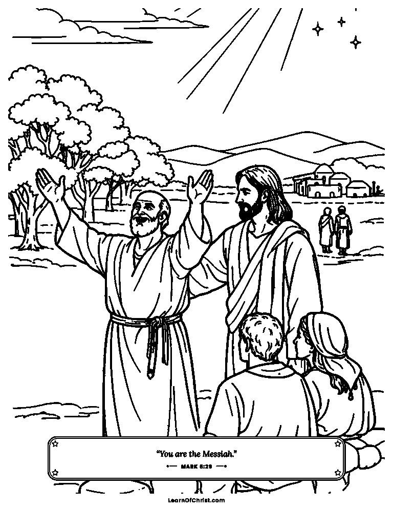 Mark 8 coloring page - A man at Bethsaida sees clearly again
