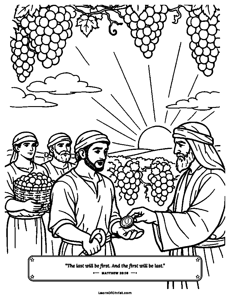 Matthew 20 coloring page - Every worker is paid the same