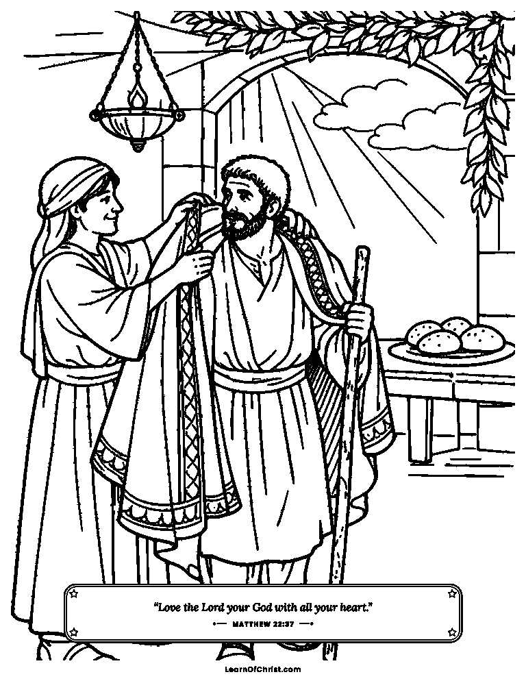 Matthew 22 coloring page - A fine robe for a surprised guest