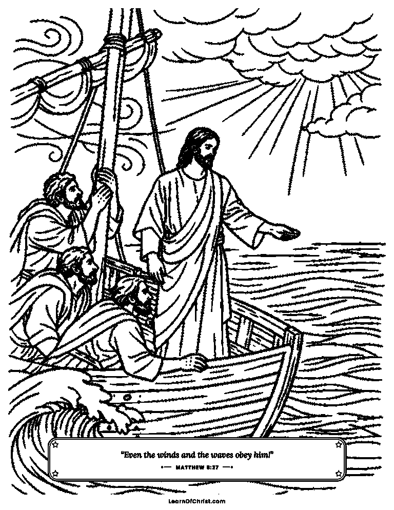 Matthew 8 coloring page - Jesus calms the storm on the lake