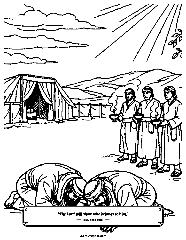 Numbers 16 coloring page - Moses and Aaron pray for the people