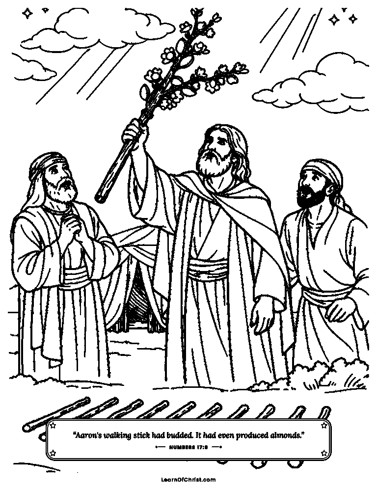 Numbers 17 coloring page - Aaron's dry stick bursts into blossom