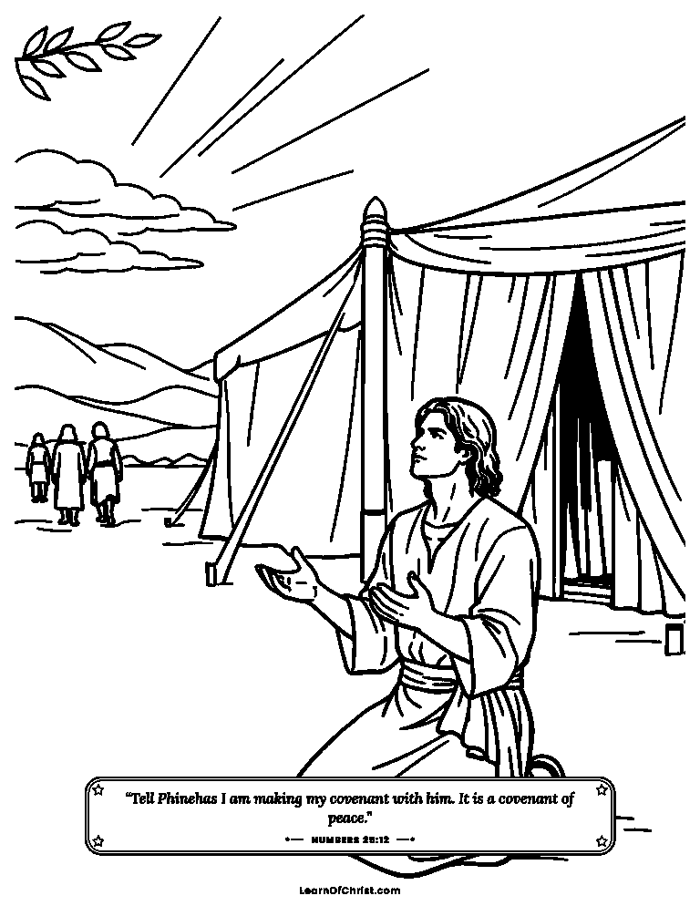 Numbers 25 coloring page - Phinehas chooses to stay close to God