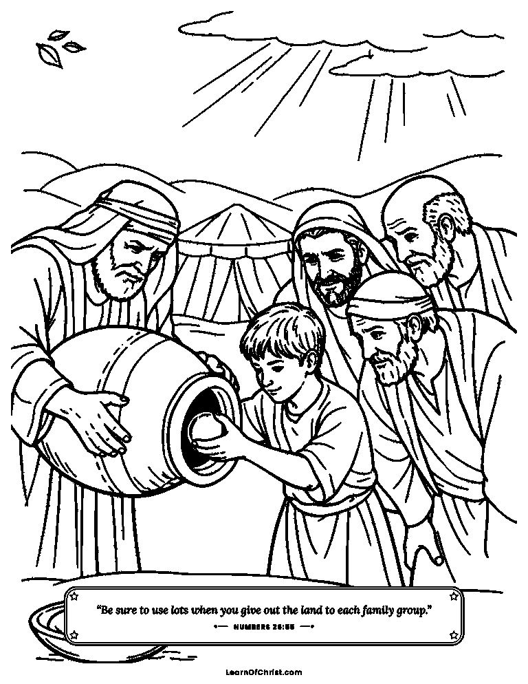 Numbers 26 coloring page - Drawing lots for the new land