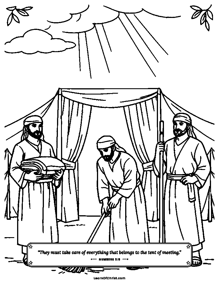 Numbers 3 coloring page - The Levites guard God's holy tent