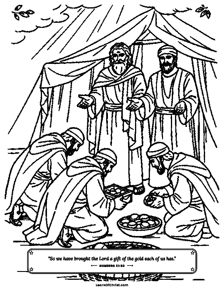Numbers 31 coloring page - A thank-you gift of gold