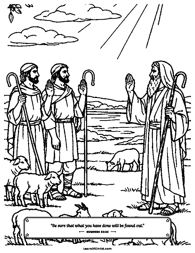 Numbers 32 coloring page - Shepherds promise to help their brothers