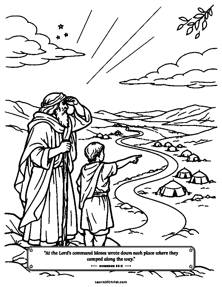 Numbers 33 coloring page - Looking back over the long journey